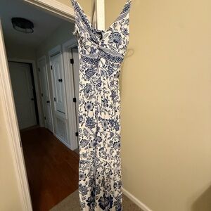 Angie Blue and White Floral Maxi Dress